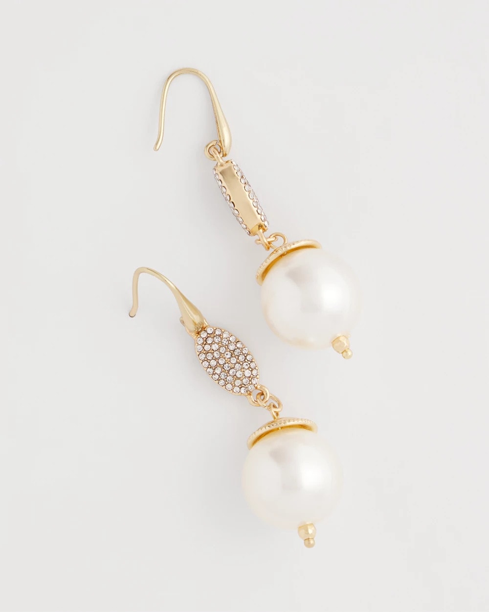 Chico's Faux Pearl and Pave Drop Earrings