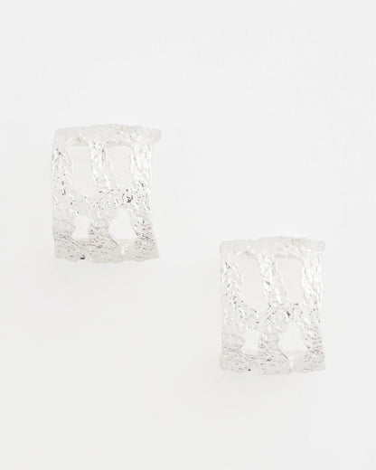 Chico's No Droop® Cutout Silvertone Hoop Earrings