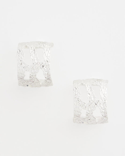 Chico's No Droop® Cutout Silvertone Hoop Earrings