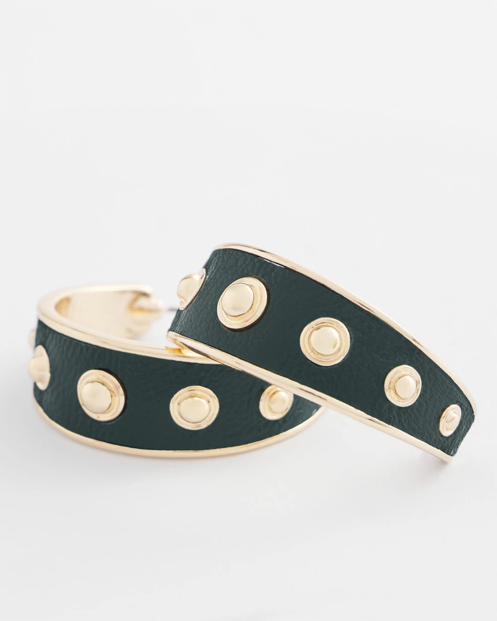 Chico's No Droop® Green & Gold Hoop Earrings