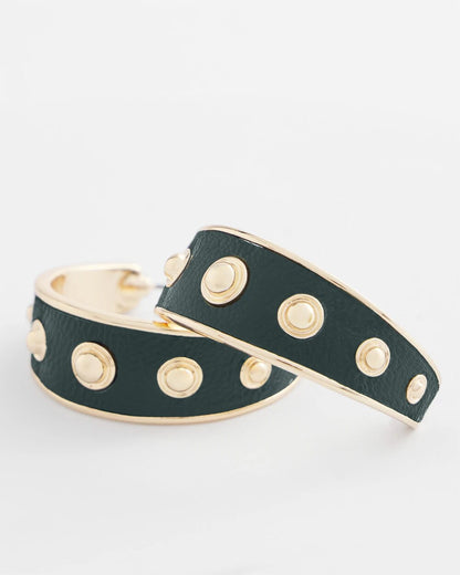 Chico's No Droop® Green & Gold Hoop Earrings
