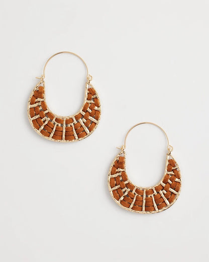 Chico's Leather Half-Moon Hoop Earrings