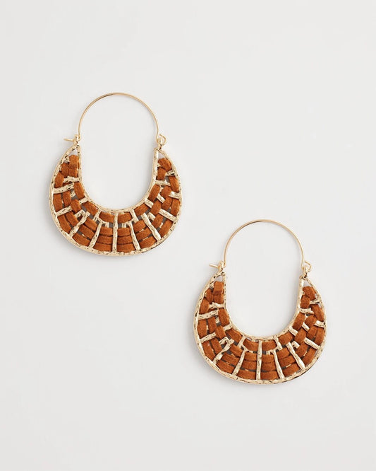 Chico's Leather Half-Moon Hoop Earrings