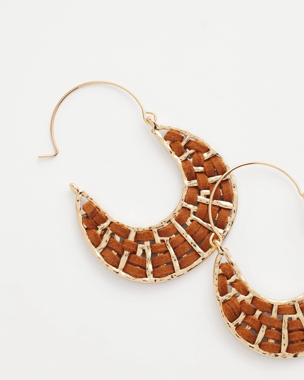 Chico's Leather Half-Moon Hoop Earrings