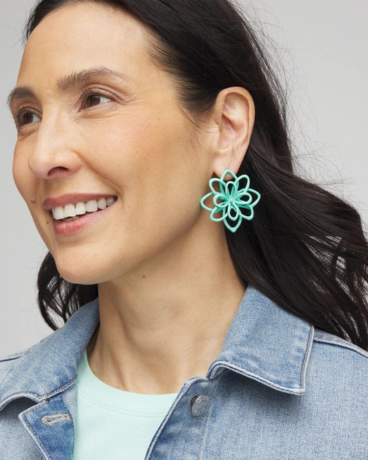 Chico's No Droop™ Teal  Flower Stud Earrings