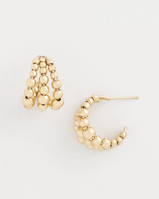 Chico's Gold Beaded Mini Hoop Earrings