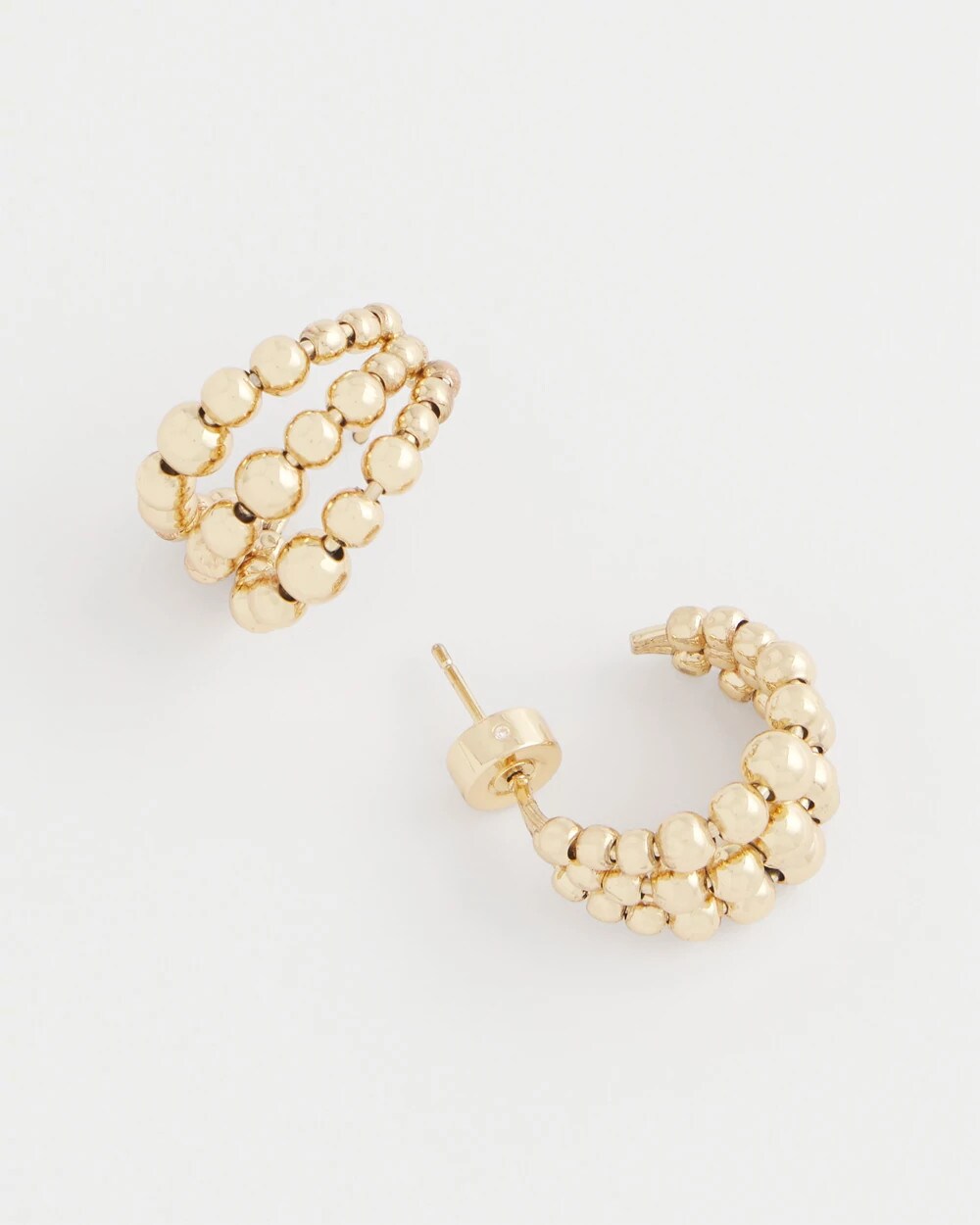 Chico's Gold Beaded Mini Hoop Earrings