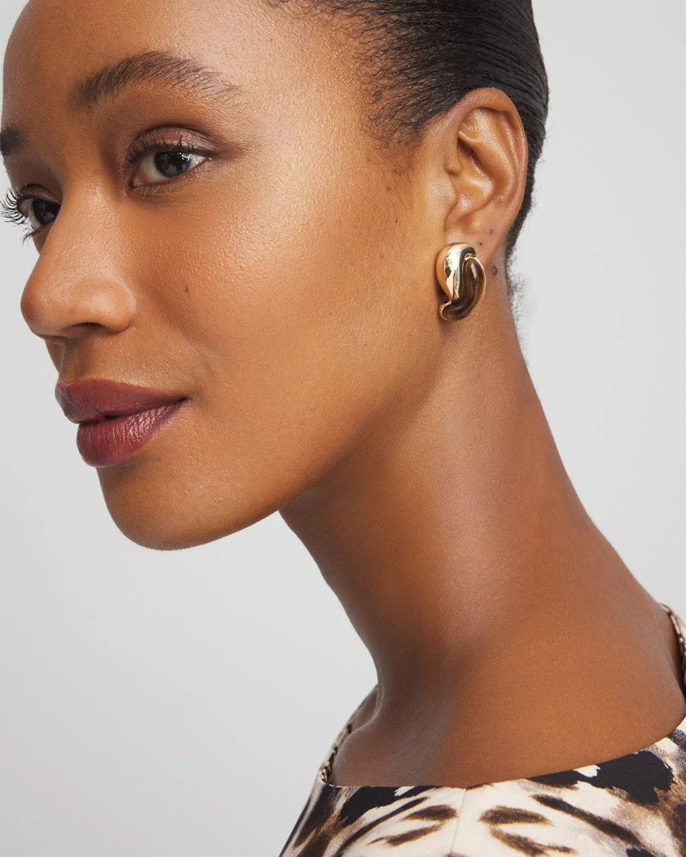 Chico's Tortoise Marble Clip-On Earrings