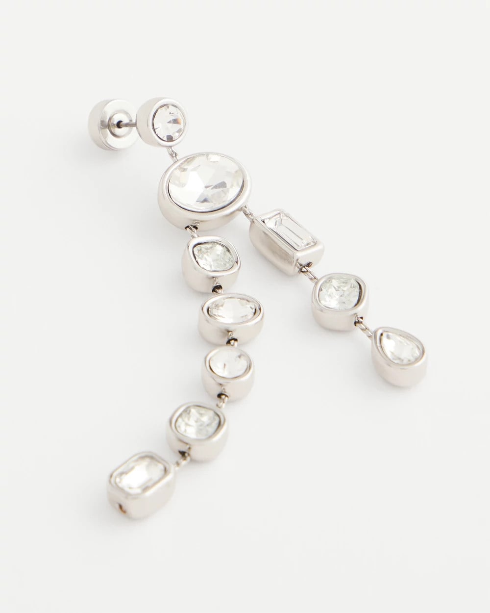Chico's Bezel Set Linear Silvertone Earrings