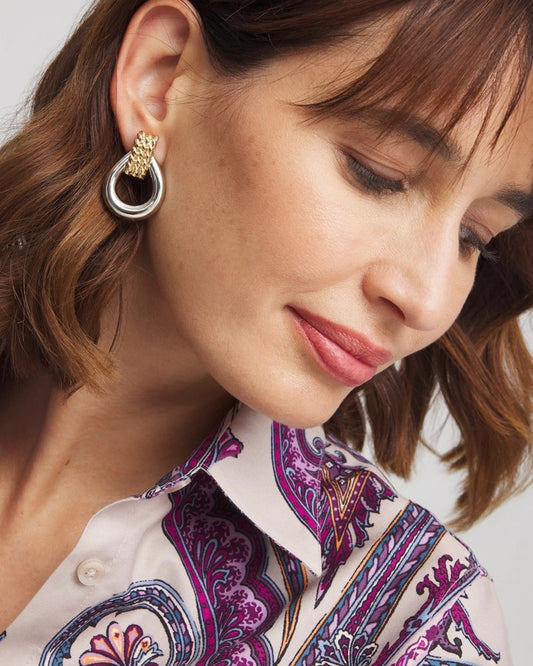 Chico's No Droop™ Mixed-Metal Teardrop Clip-On Earrings