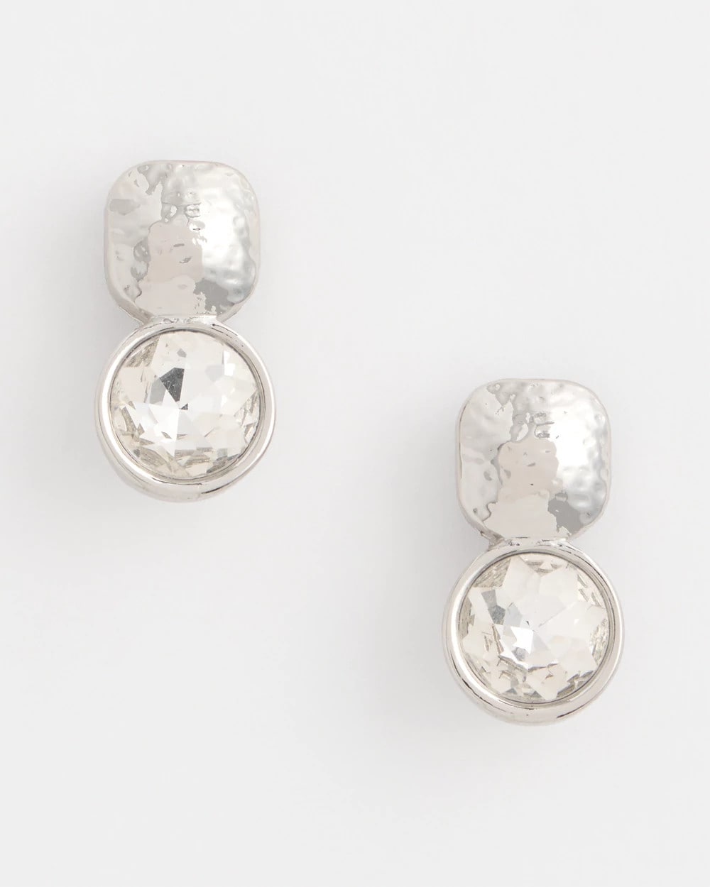 Chico's No Droop™ Silver Tone Crystal Clip-On Earrings