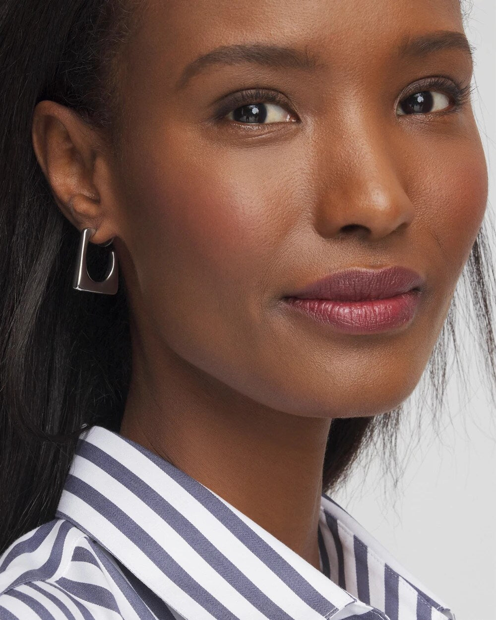 Chico's No Droop® Silver Tone Square Hoops