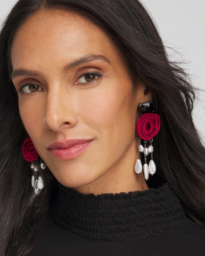 Chico's Red Rose Drop Earrings