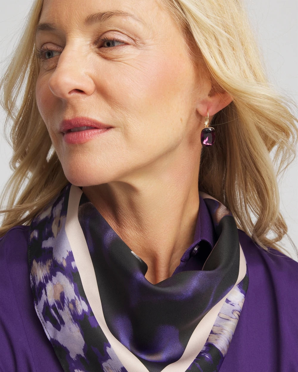 Chico's Purple Gem Drop Earrings