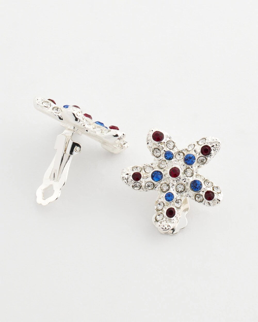Chico's Red White & Blue Starfish Clip-On Earrings
