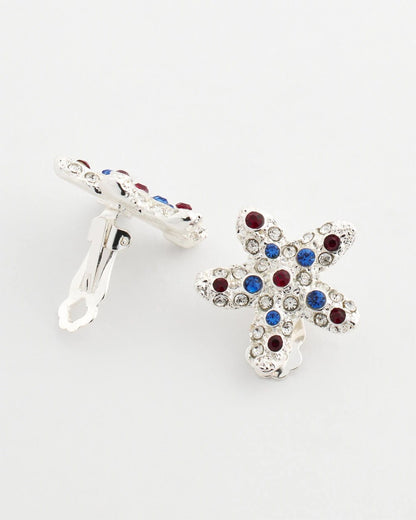 Chico's Red White & Blue Starfish Clip-On Earrings