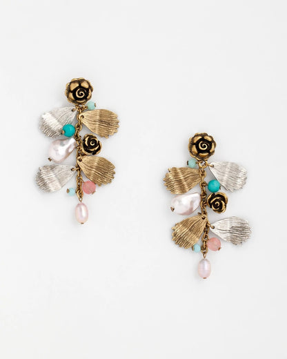 Chico's Floral Pearl Charm Earrings