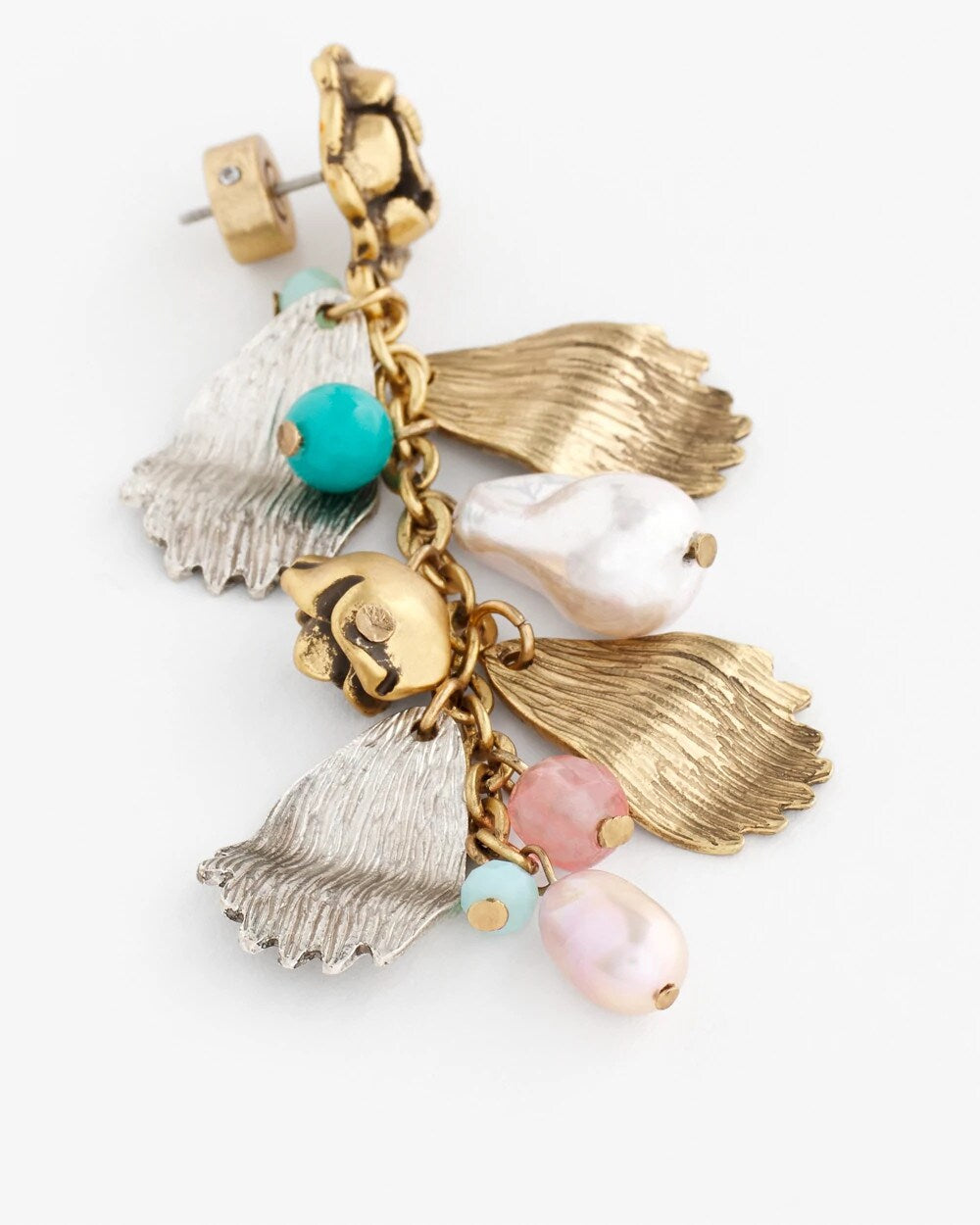 Chico's Floral Pearl Charm Earrings