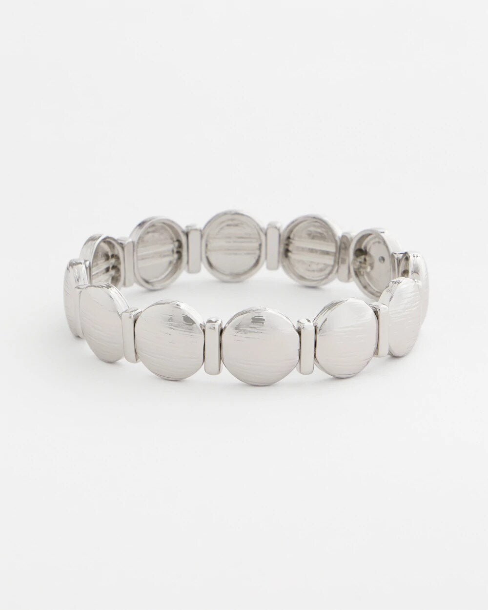 Chico's Silver Textured Circle Stretch Bracelet