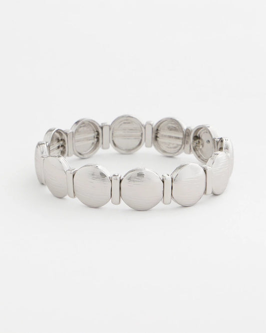 Chico's Silver Textured Circle Stretch Bracelet