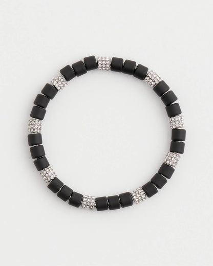 Chico's Black Barrel Bead Stretch Bracelet