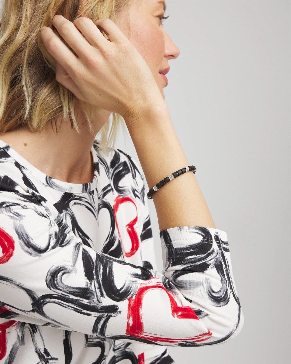 Chico's Black Barrel Bead Stretch Bracelet