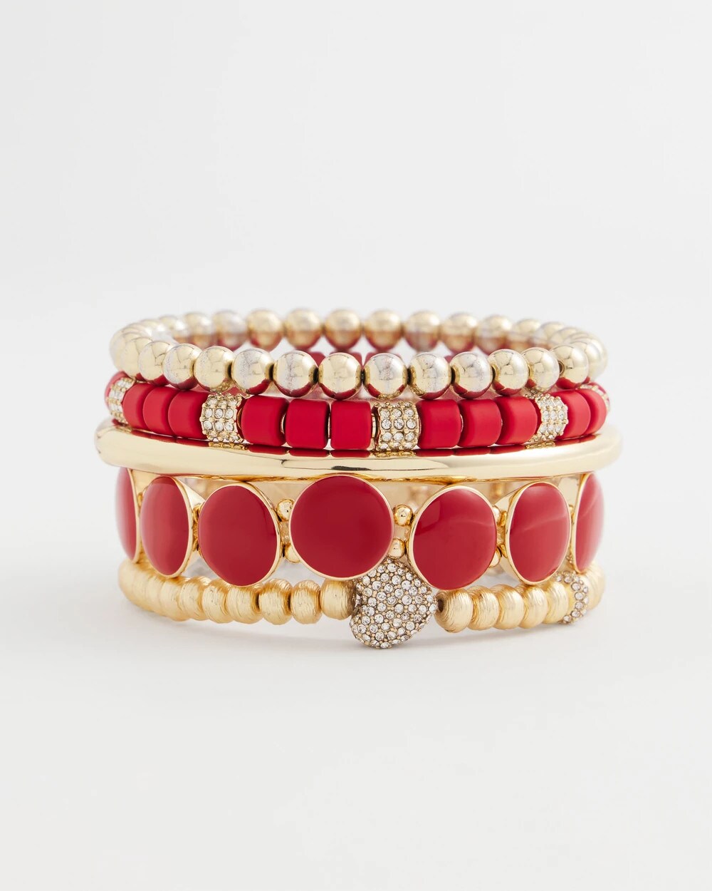Chico's Red Barrel Bead Stretch Bracelet
