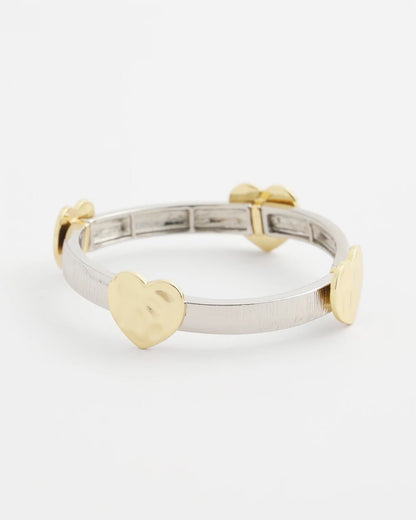 Chico's Mixed Metal Heart Stretch Bracelet