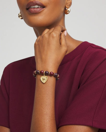 Chico's Chianti Stretch Beaded Charm Bracelet