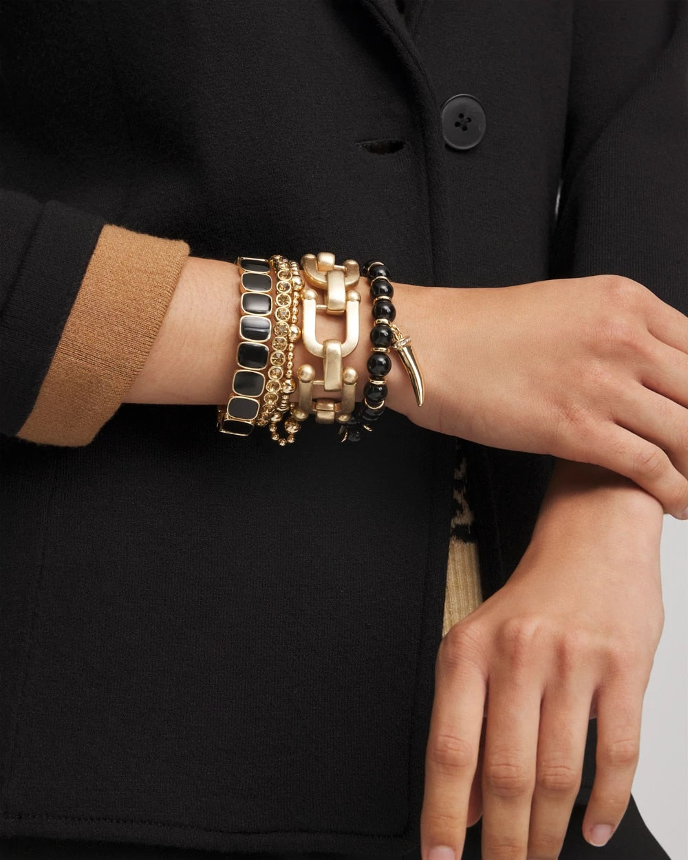 Chico's Chico's Originals Black Square Stretch Bracelet
