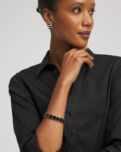 Chico's Chico's Originals Black Square Stretch Bracelet