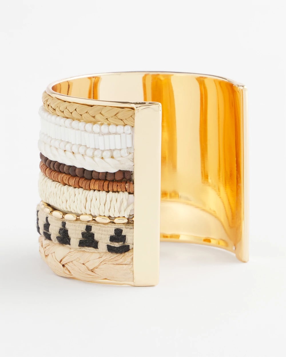 Chico's Mixed Media Textured Cuff Bracelet