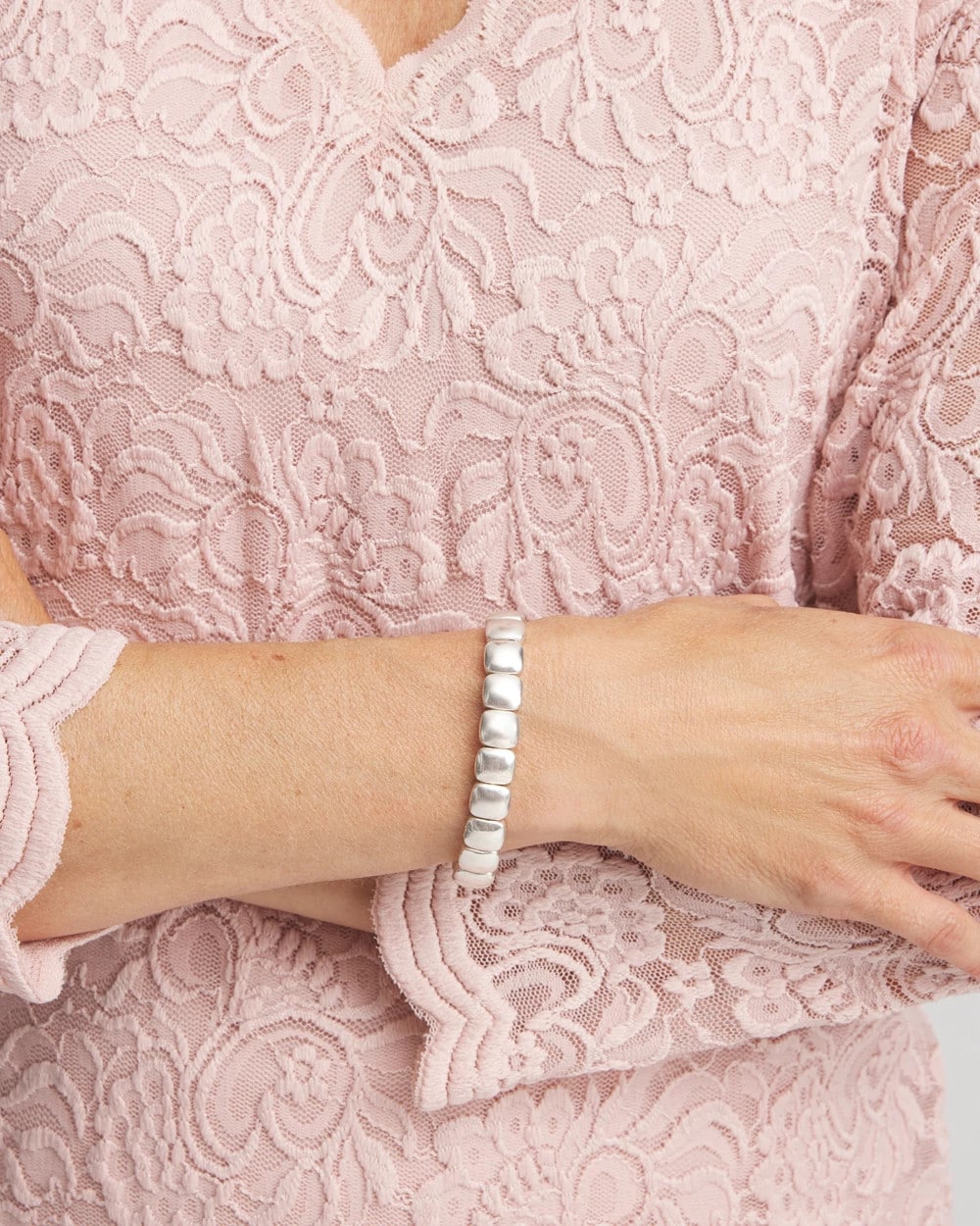 Chico's Silvertone Stretch Bracelet