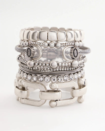 Chico's Silvertone Stretch Bracelet