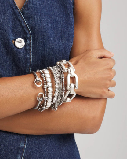 Chico's Silvertone Stretch Bracelet