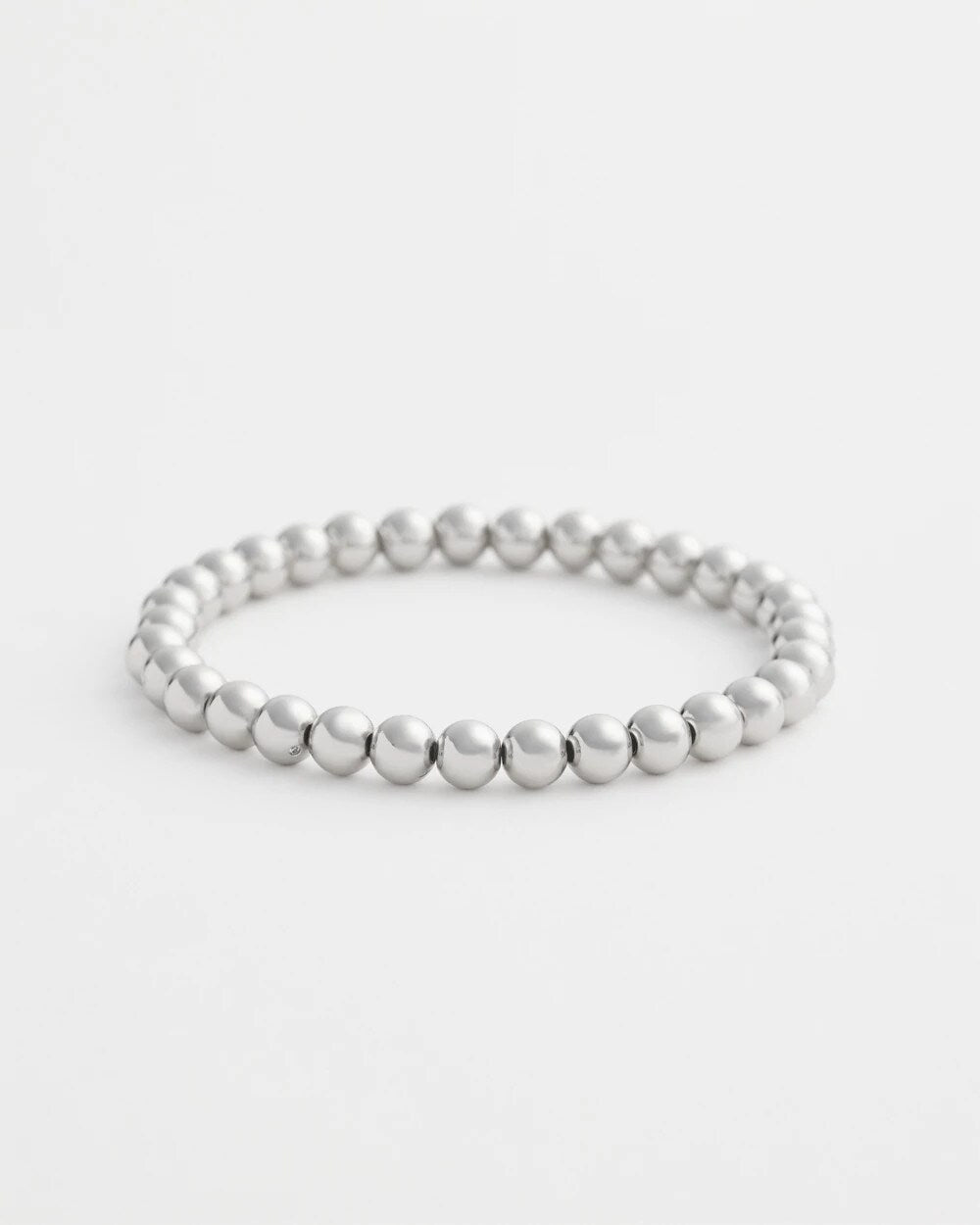 Chico's Small Beaded Silver Tone Stretch Bracelet