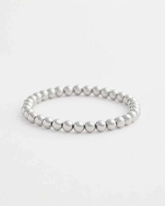 Chico's Small Beaded Silver Tone Stretch Bracelet
