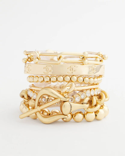 Chico's Small Beaded Gold Tone Stretch Bracelet