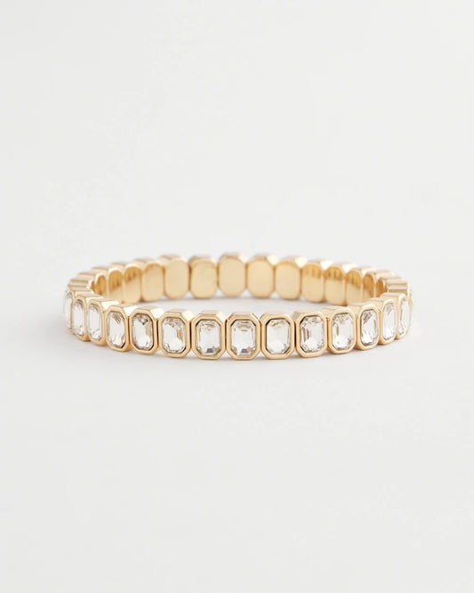 Chico's Gold Bezel Set Stretch Tennis Bracelet