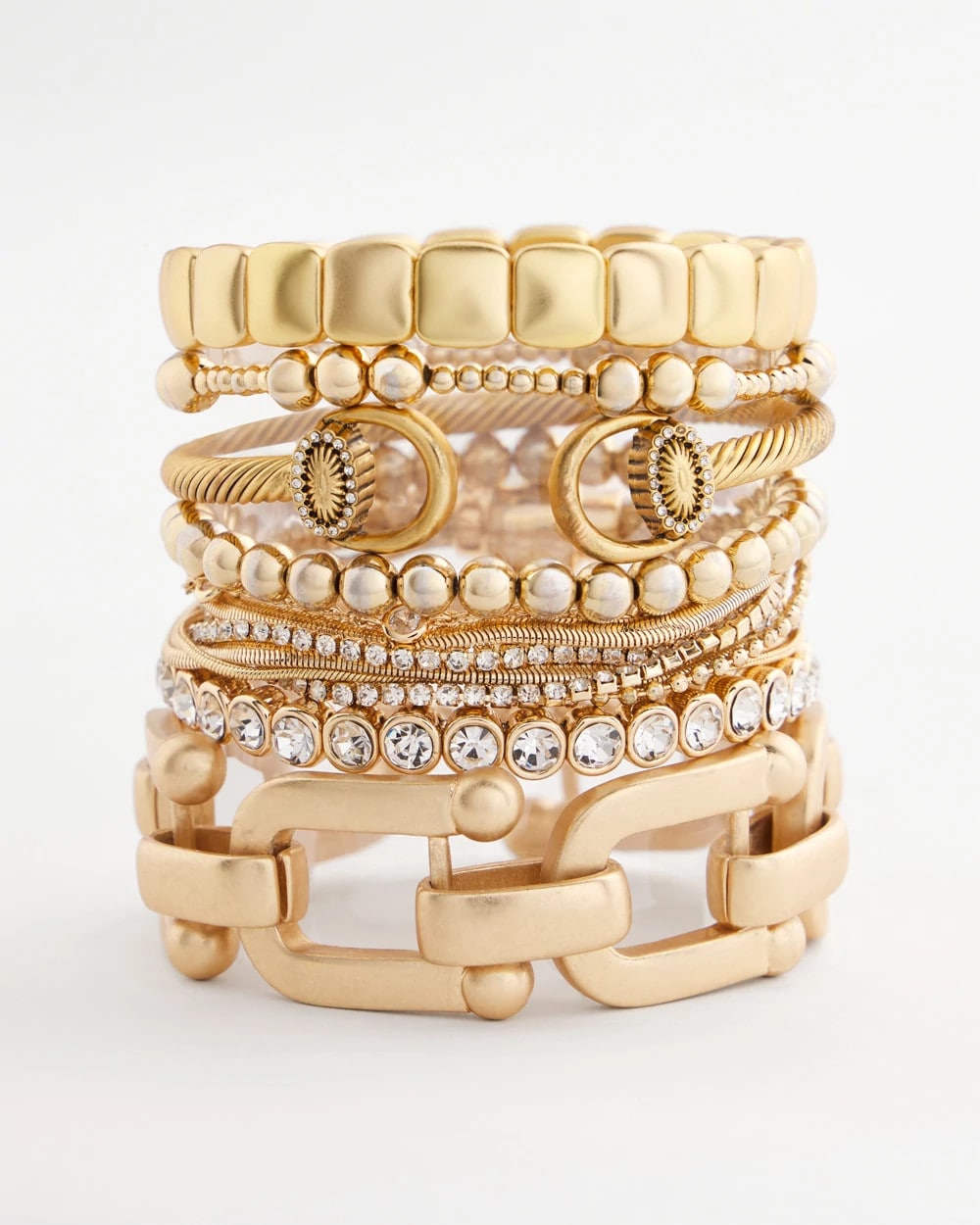 Chico's Golden Matte Square Stretch Bracelet