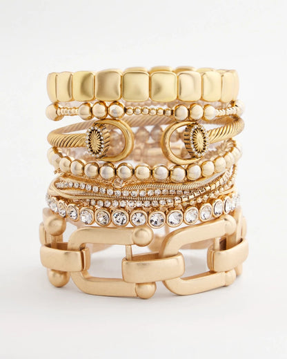 Chico's Golden Matte Square Stretch Bracelet