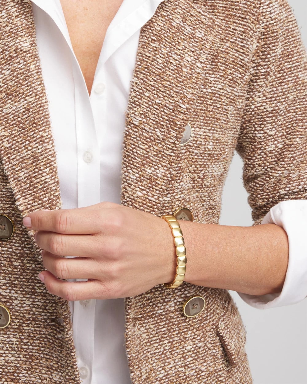Chico's Golden Matte Square Stretch Bracelet