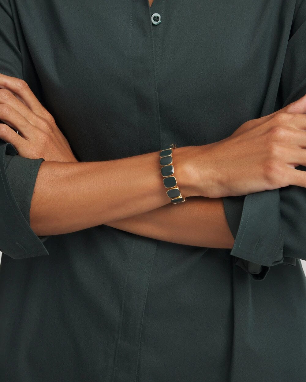 Chico's Resin Goldtone Square Stretch Bracelet