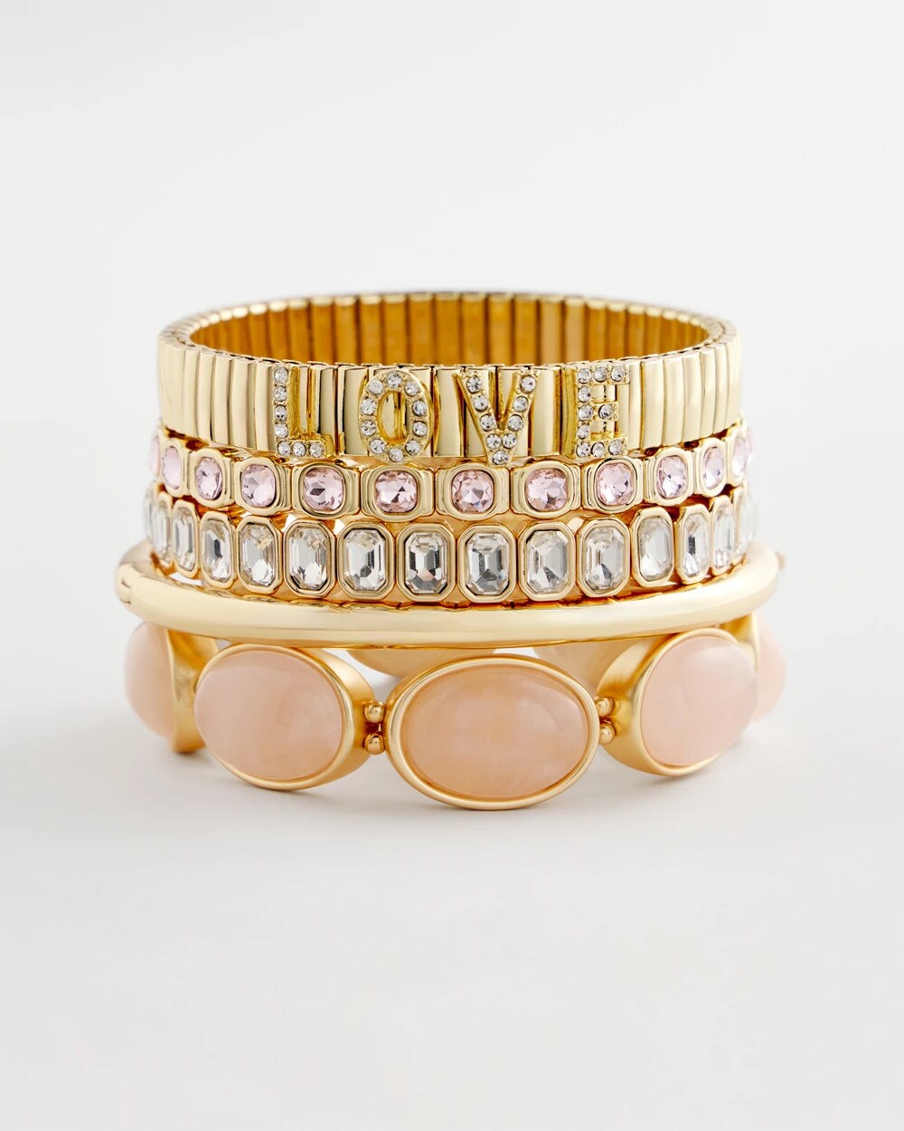 Chico's Small Pink Faceted Gem Stretch Bracelet
