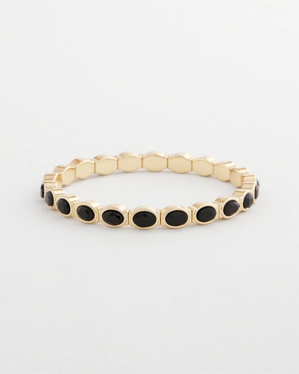 Chico's Small Black Faceted Gem Stretch Cuff Bracelet