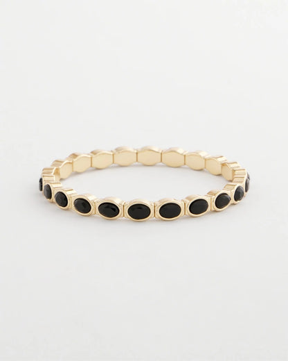 Chico's Small Black Faceted Gem Stretch Cuff Bracelet