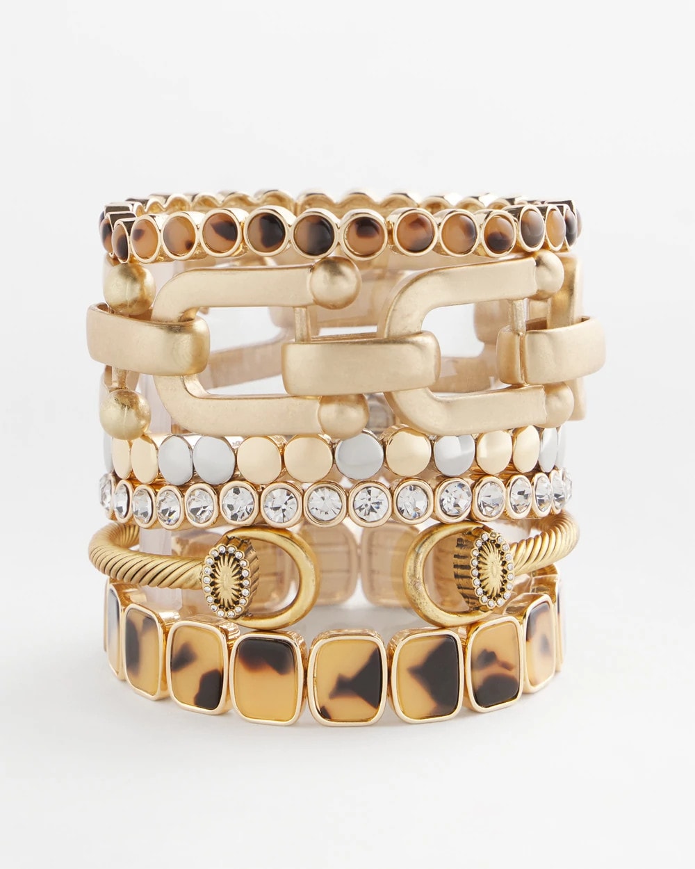 Chico's Tortoise Goldtone Round Stretch Bracelet