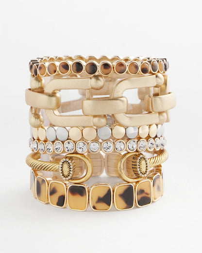 Chico's Tortoise Goldtone Round Stretch Bracelet