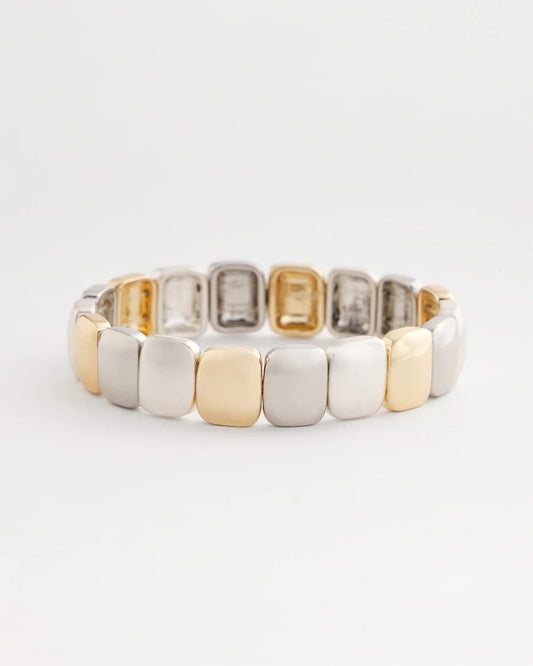 Chico's Mixed-Metal Matte Square Stretch Bracelet