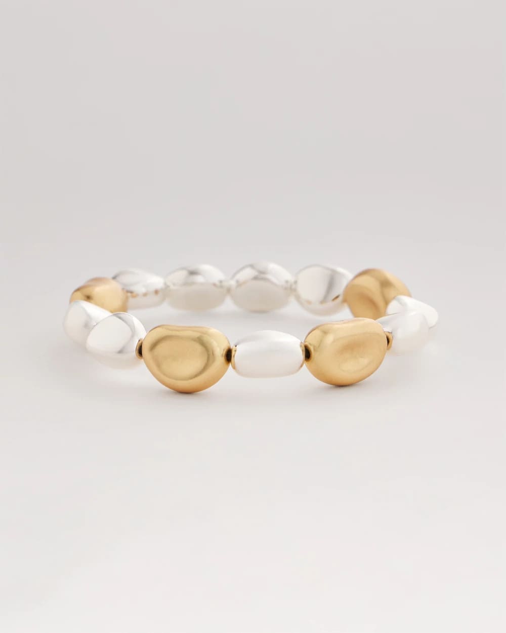 Chico's Gold & Silver Tone Beaded Stretch Bracelet